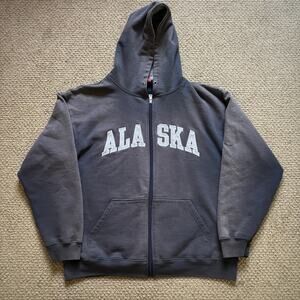Vintage y2k 2000s arctic circle alaska faded zip up hoodie xl